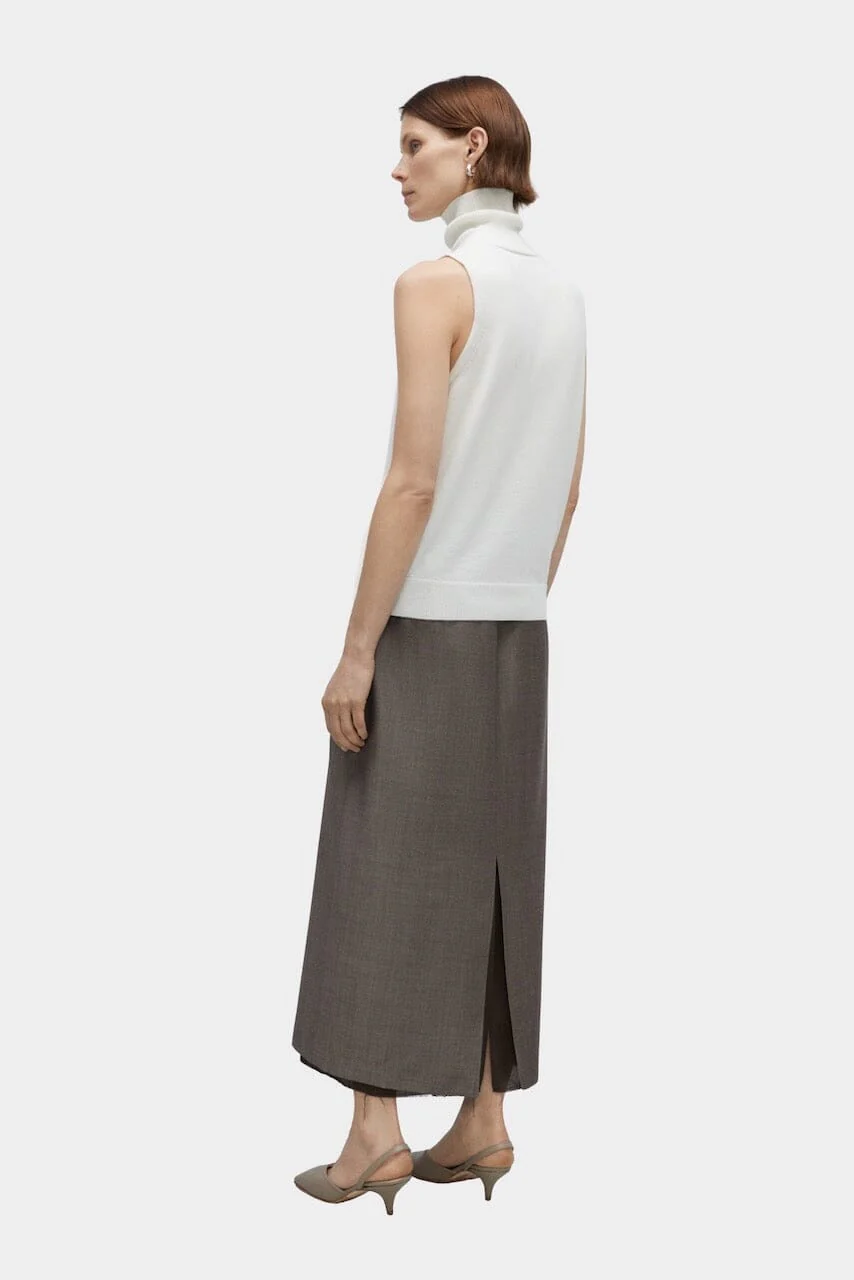 Merino Wool Turtleneck Vest, White - Image 4