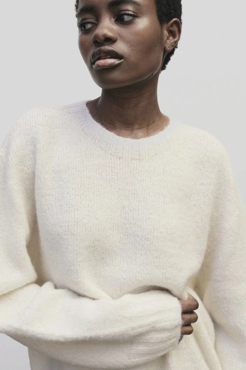 Alpaca Blend Wholegarment Knit, Ivory - Image 8