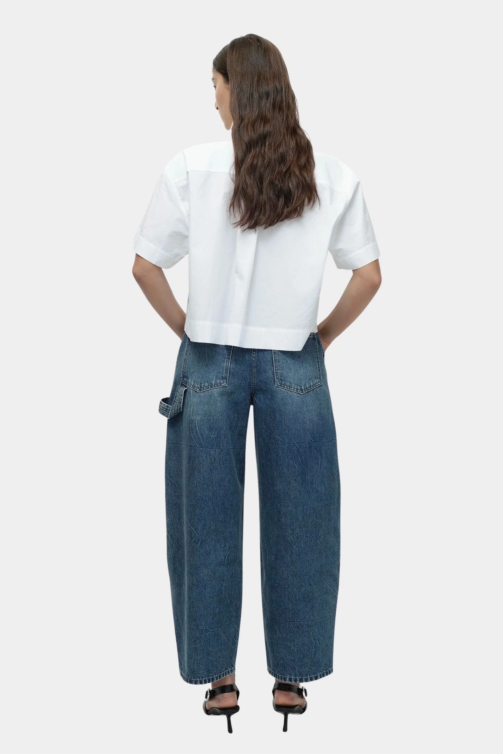 Barrel-Leg Patch Denim, Blue - Image 3