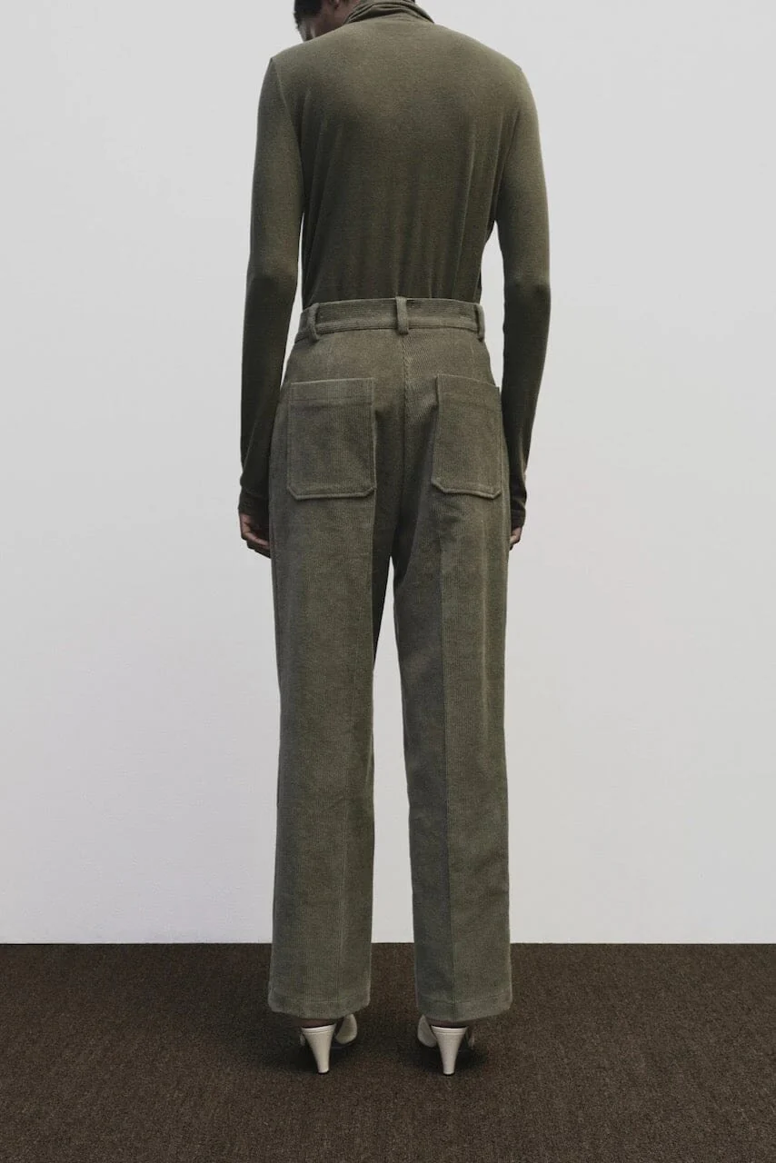 Roll Neck Jersey Top, Light Olive - Image 3