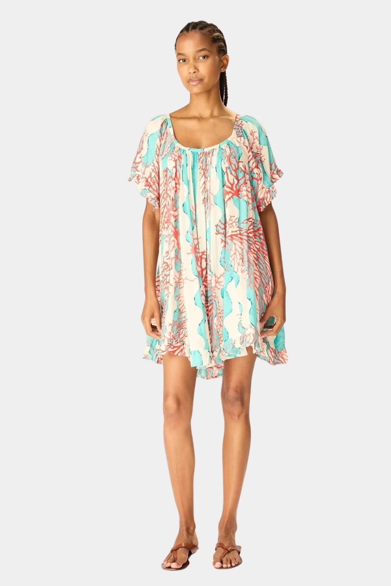 Marina Dress, Coral Wave Turquoise - Image 5
